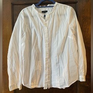 J Crew White Blouse with Pleated Front